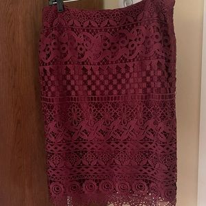 Ann Taylor LOFT Cranberry Eyelet Skirt